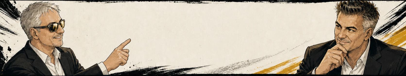 Anime storyboard panel: Mariusz Wiercinski responds while Viktor Romaniuk listens